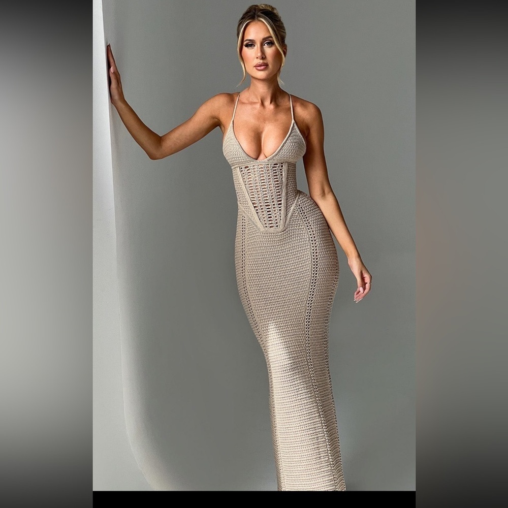 Xanthe Maxi Dress- tan-beige-XS NWT- dress/cover up - Picture 2 of 7